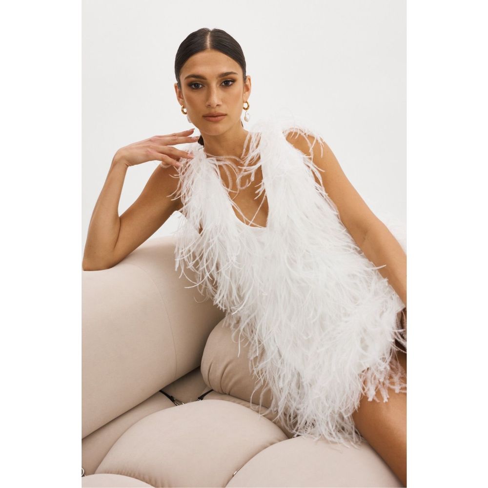 LAMARQUE ALENA FEATHER DRESS SMALL $875